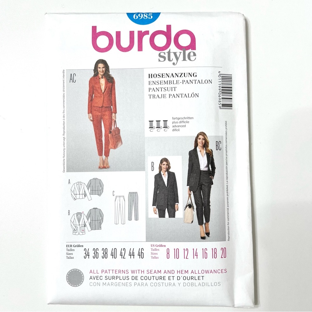 Burda 6985 Women’s Pantsuit Sewing Pattern